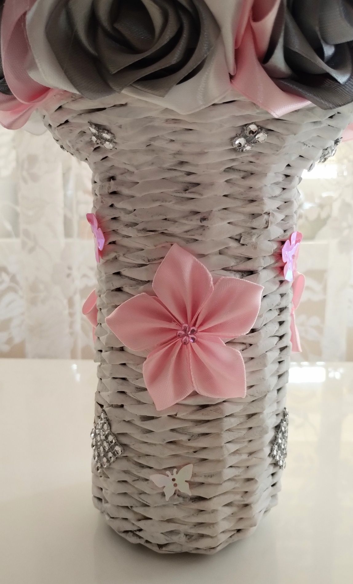Stroik z róż na prezent ozdoba bukiet - handmade