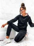 Komplet welurowy dres Polski czarno beżowy L/XL 40 42 MOON kaptur