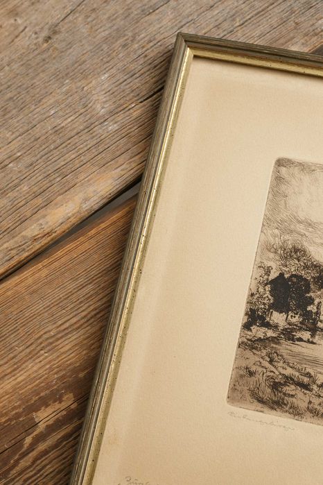 stara grafika akwaforta sygnowana Hans Fuesser