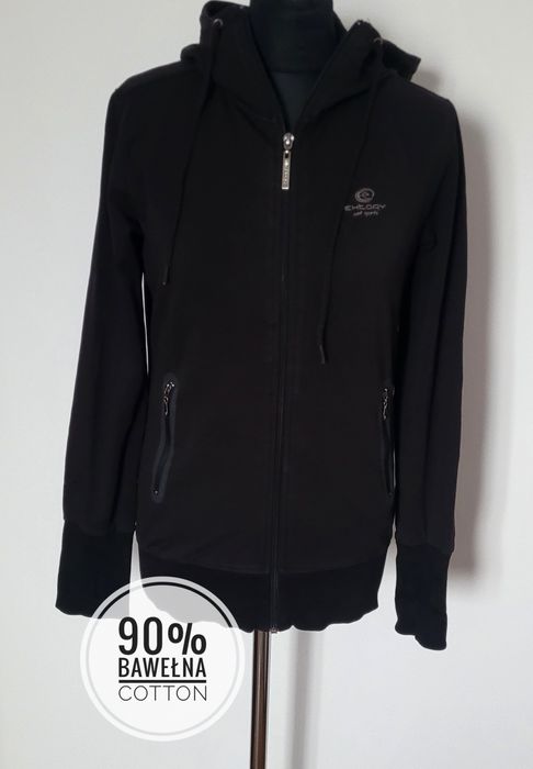Czarna bluza sportowa damska na suwak z kapturem 90% bawełna rozm. 40