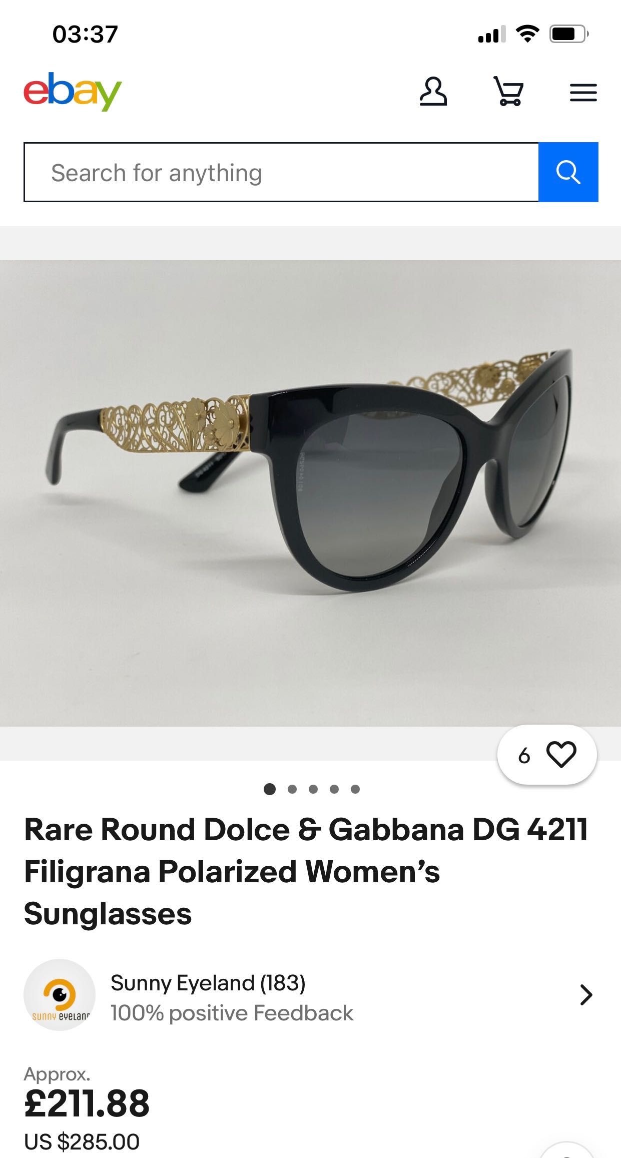 Солнцезащитные очки Dolce & Gabbana Filigrana оригинал редкая модель
