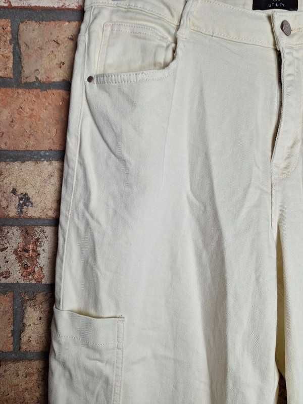 Spodnie z szerokimi nogawkami cargo jeansowe bawełna 44 16 XXL short