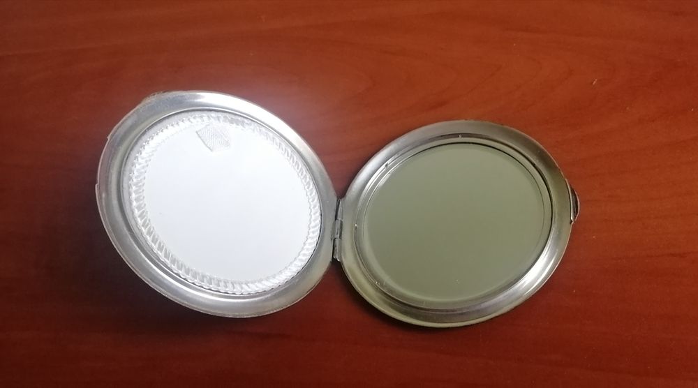 Stare piękne puzderko lusterko puderniczka  srebrne pr. 835 Unikat