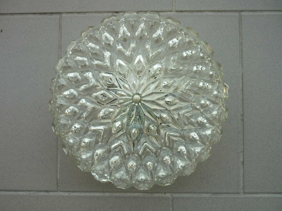 Plafon  PRL szkło WILKASY, POLAM, kryształowy NOWY