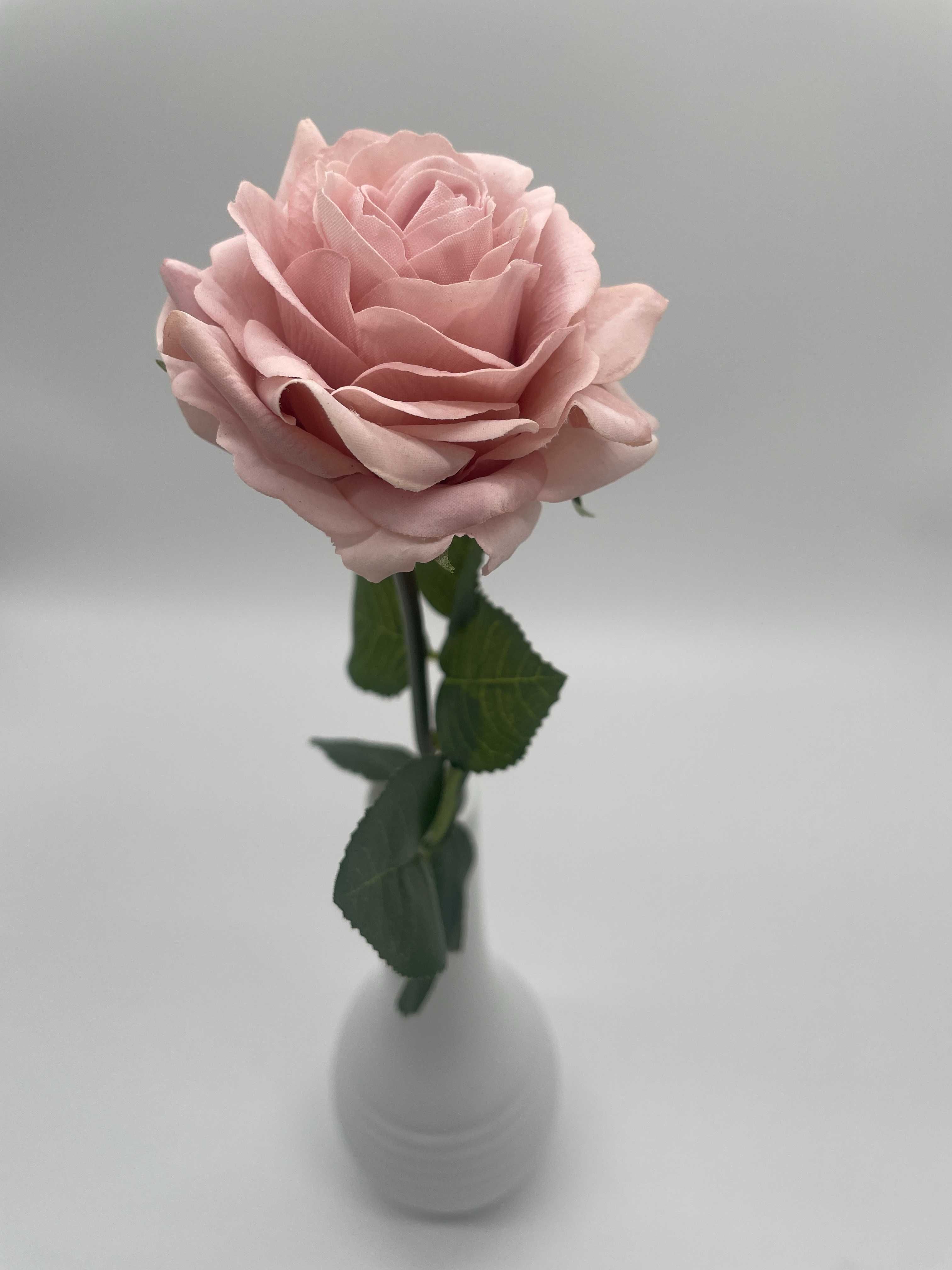 RÓŻA 44 cm Pudrowy Róż Jakość premium jak żywa komunia wesele
