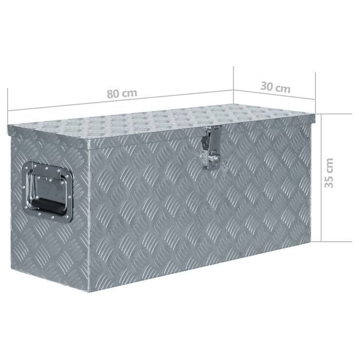 Vidaxl Aluminiowa Skrzynia, 80 X 30 X 35 Cm, Srebrna