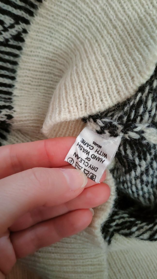 Wyprzedaż Sweter damski S oversize 100% wełna H&M Super stan Retro