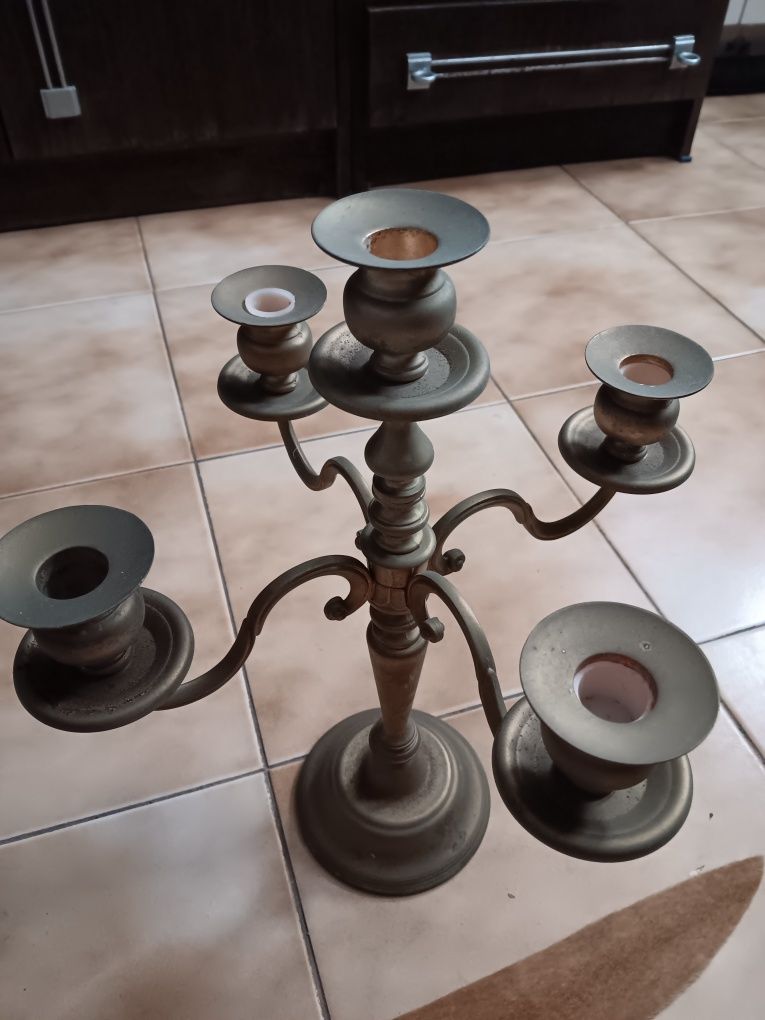 Candelabro antigo 5 velas de metal