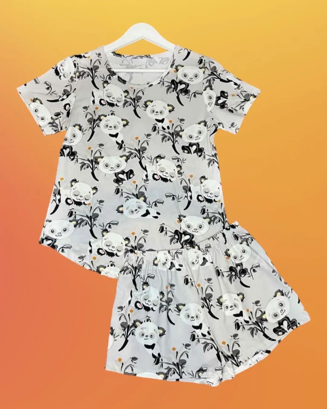 Піжама жіноча з пандами Женская пижама футболка  шорти с пандами S-M,L