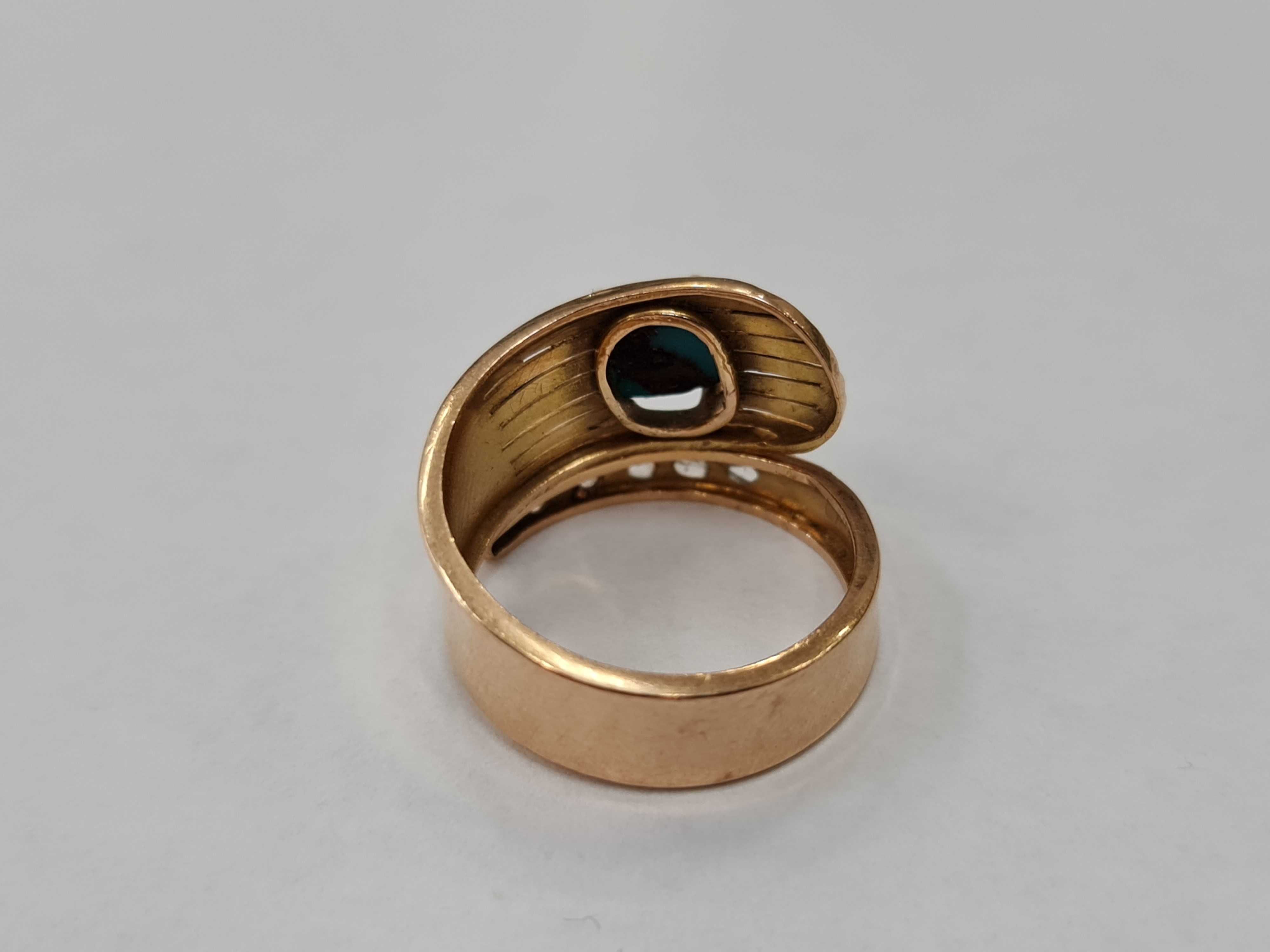 Wyjątkowy złoty pierścionek/ 750/ 5.67 gram/ R18/ Turkus/ Brylanty