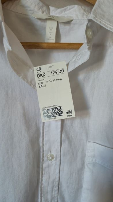 Koszula biała bawełniana oversize 44 H&M