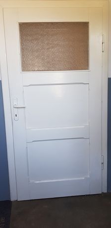 Drzwi drewniane sosnowe ze szkłem vintage retro stare door wewnętrzne