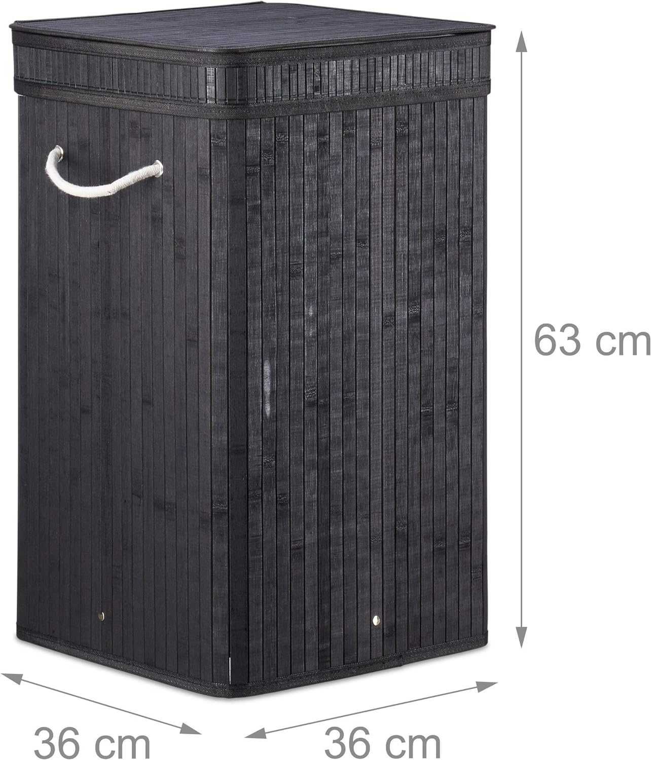 3R51 -50% czarny kosz na pranie bambusowy z wkładem bambus 70L loft