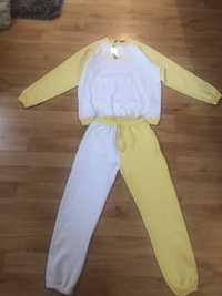 Komplet dresowy daisy street spodnie dresowe bluza s/m kontrast białe