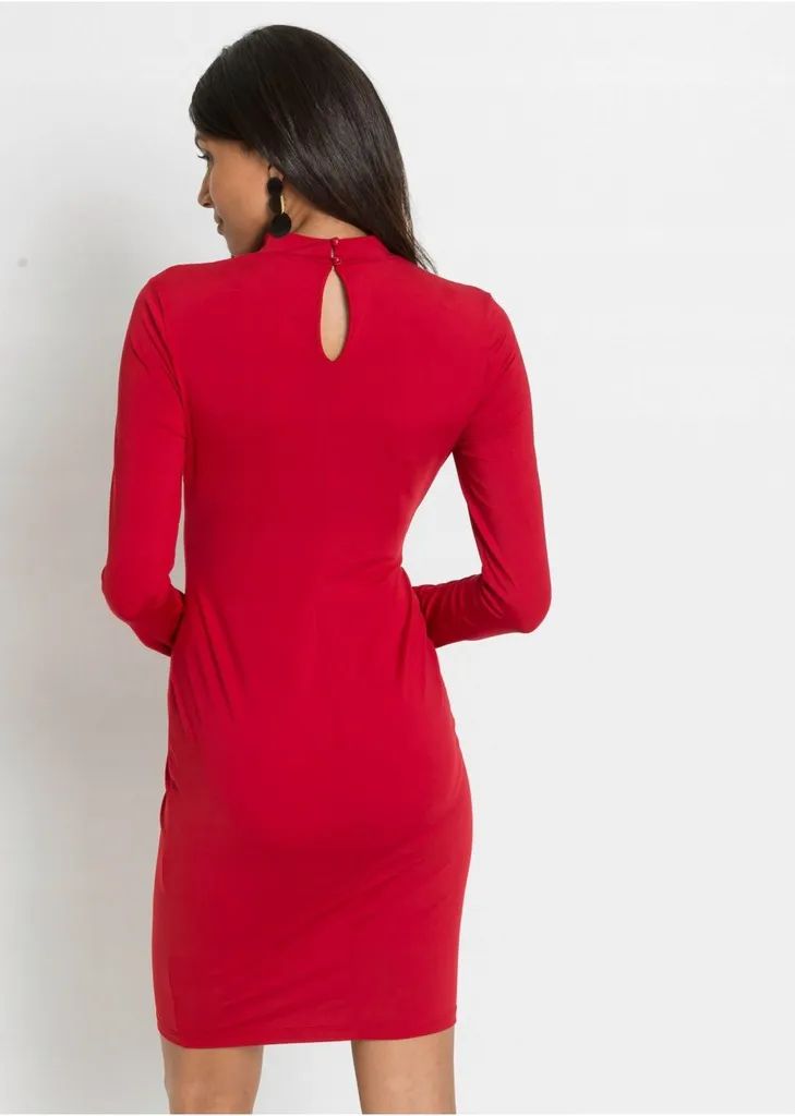 bonprix ołówkowa sukienka koronka dekolt halter stójka mini 40-42