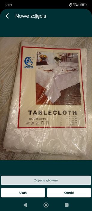 Obrus 140x220 biały nowy