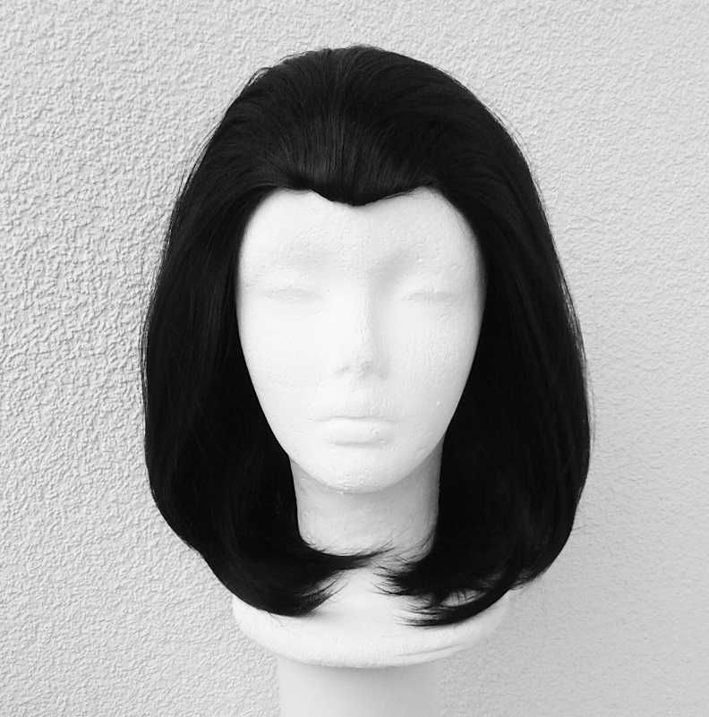 Loki Marvel cosplay wig czarna peruka bez grzywki z zaczesem bob