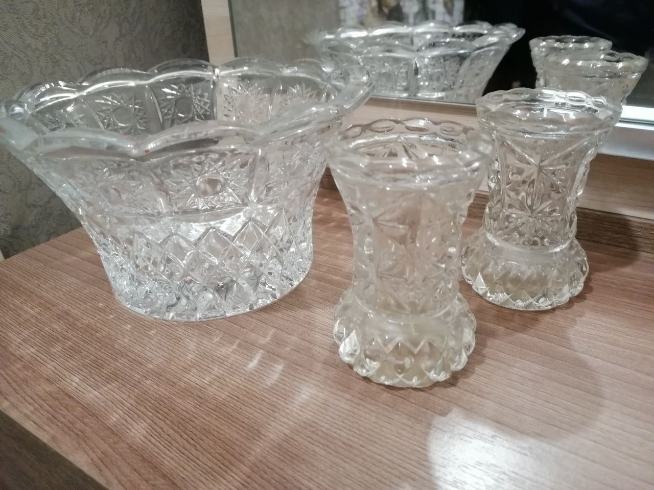 Хрустальные рюмки(Богемское стекло) ваза, салатник
