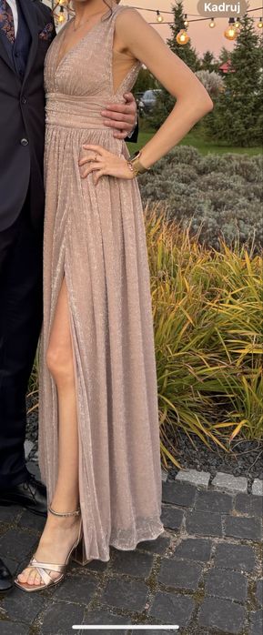 Długa sukienka, w kolorze złota i różu, rozmiar XS, firma Loola