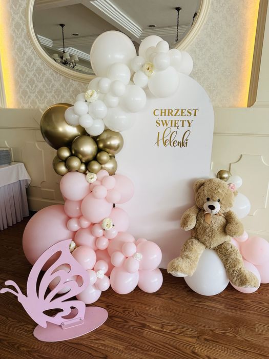 Ścianka balon chrzest Komunia dekoracja