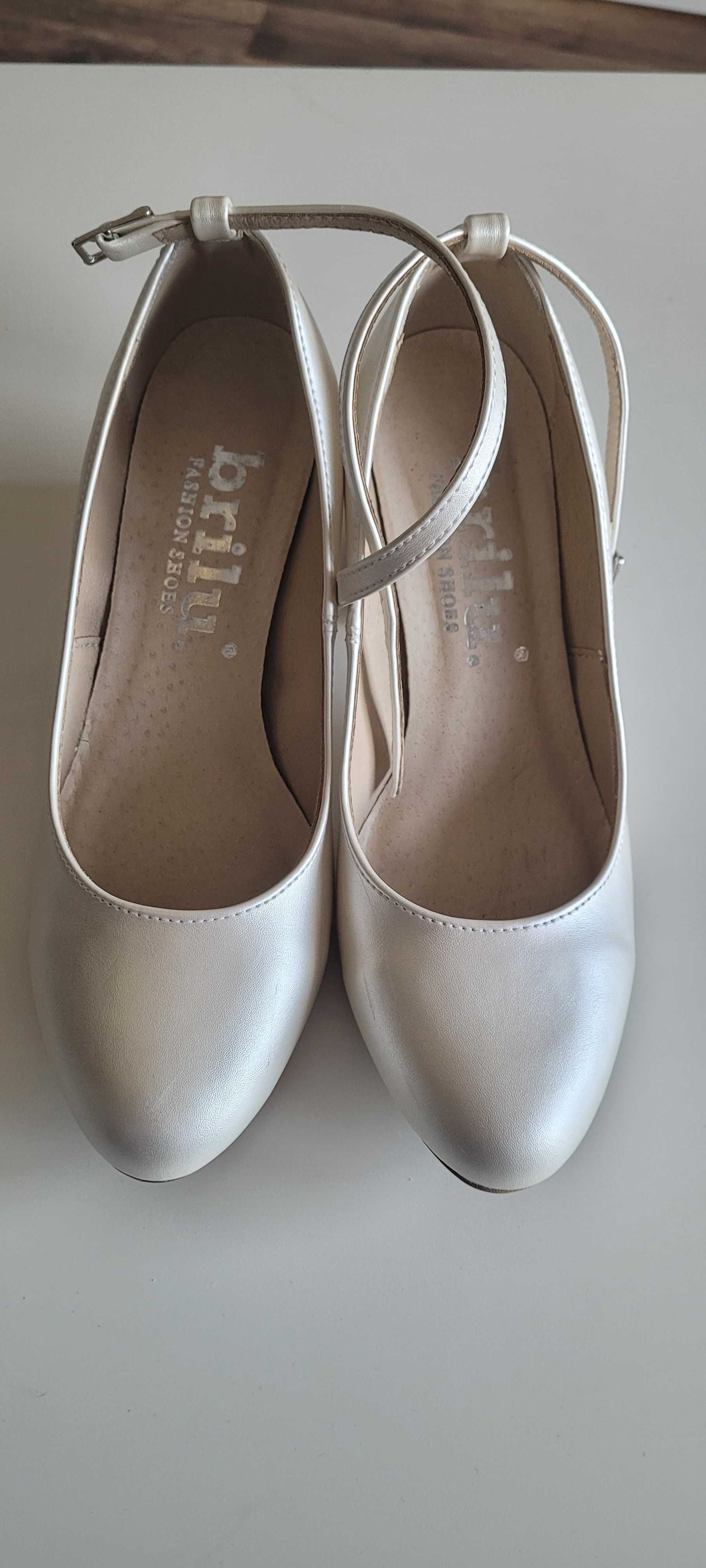 Buty ślubne perłowe czułenka Brilu ivory rozmiar 36