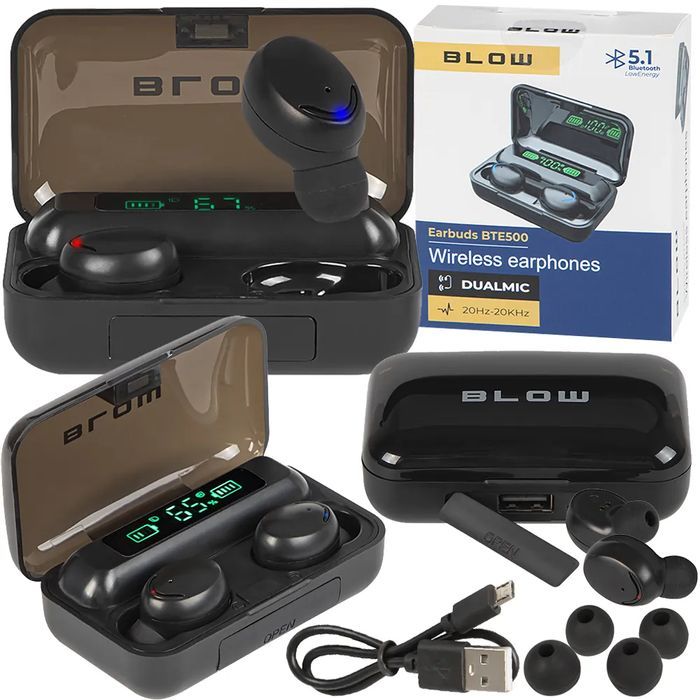 Słuchawki bezprzewodowe BLOW Earbuds BTE500 Bluetooth czarne 32-819#