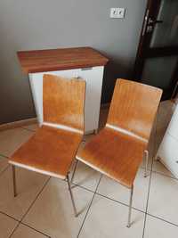 Krzesła drewniane, metalowe nogi
