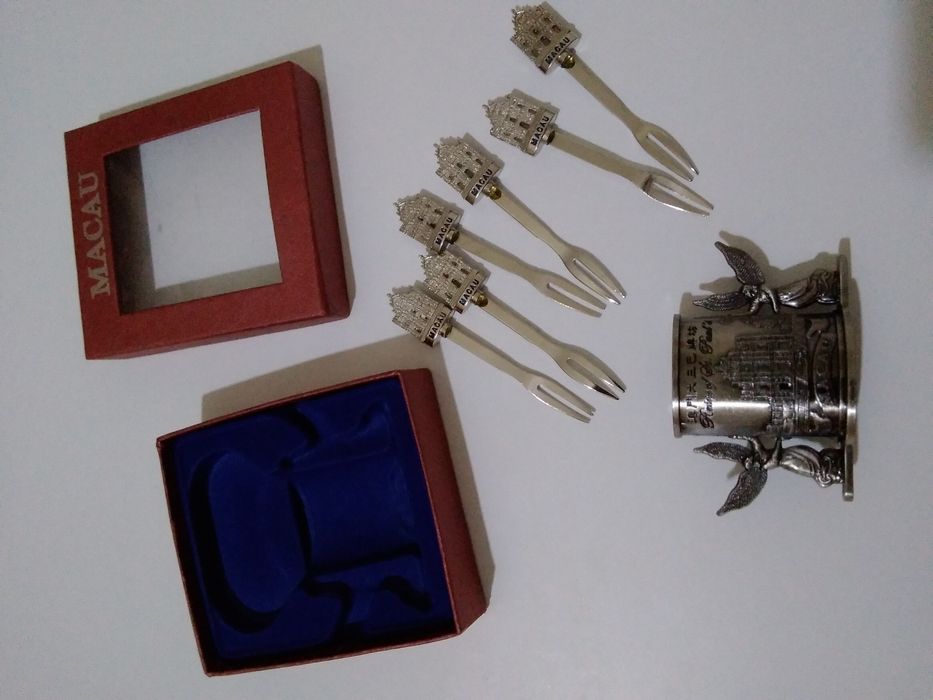 Conjunto de palitos/garfos para aperitivos - Tema Ruínas S. Paulo, Mac