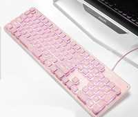 teclado rosa com luz