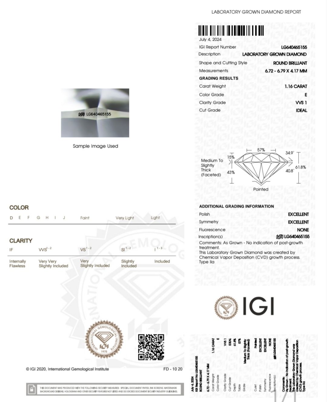 1.16 ct E/VVS1 Excellent бриллиант, сертификат. Золотое кольцо