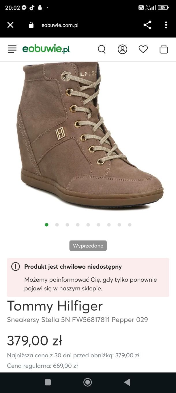 Buty Tommy Hilfiger stella 5n koturny brązowe trampki sneakersy stel