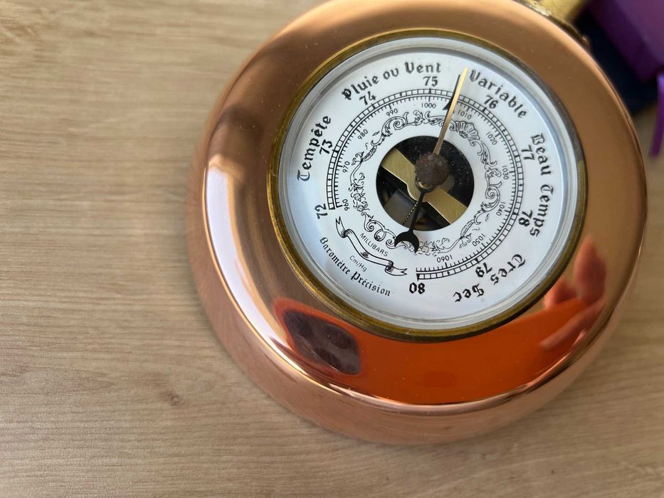 Барометр у вигляді мідної сковорідки. Клеймо. Винтаж Франція