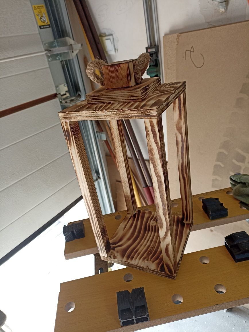 Lampion drewniany dekoracja drewniana latarenka