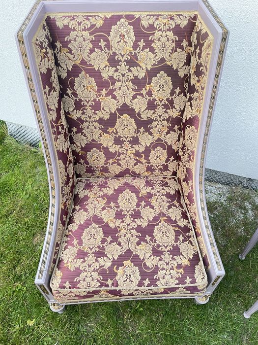 Komplet mebli Ludwik XIV XV, Kanapa, stolik, fotele, krzesła, stół