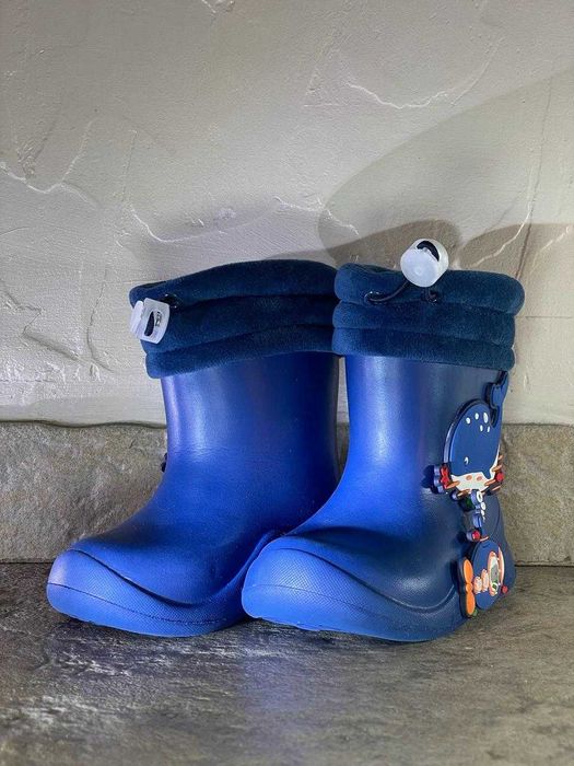 Дитячі гумові чоботи, 20 розмір (150 мм), блакитні з утепленням