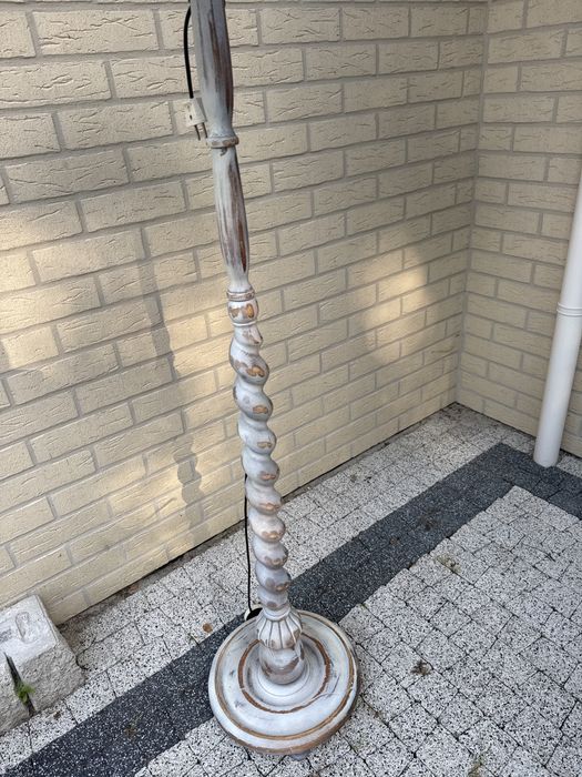 Stara drewniana PRL lampa w stylu Boho Vintage ratan rattan