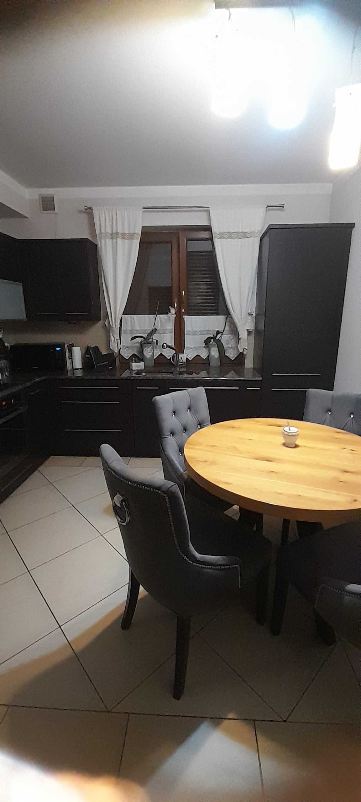 Meble kuchenne w zabudowie 3,28x2,22 wenge blat kamień