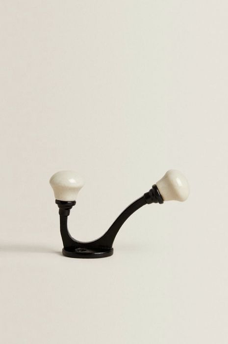 NOWY Zara Home wieszak ceramiczny metalowy kremowy uchwyt