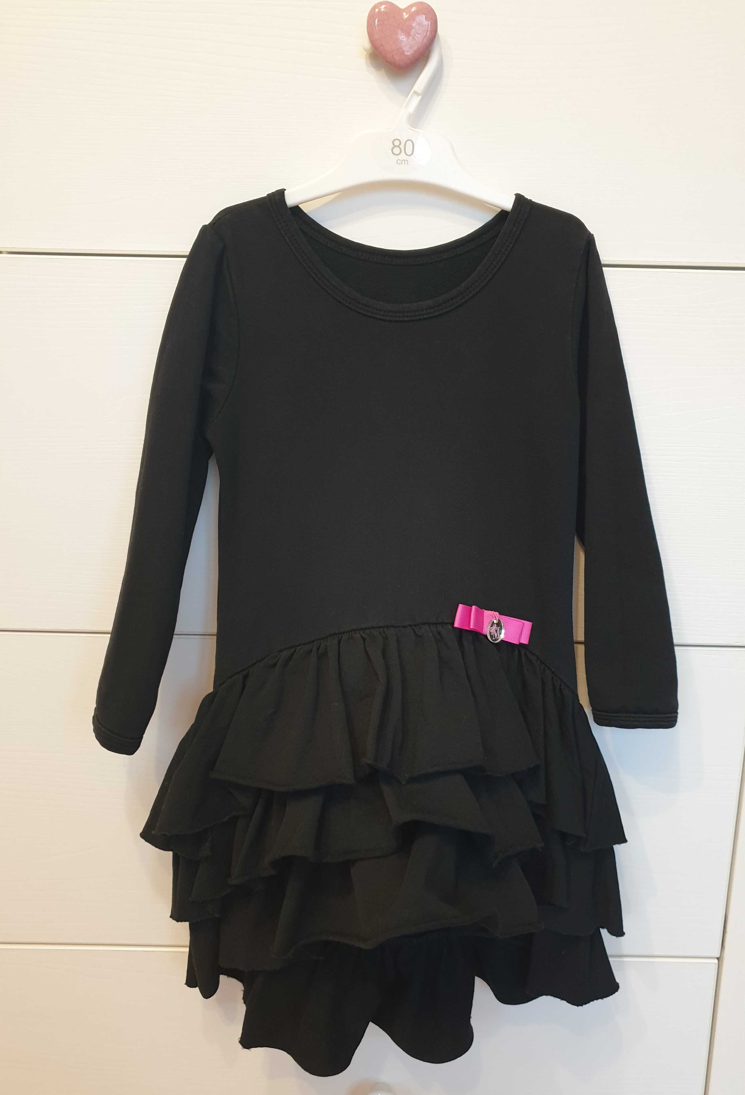 Sukienka dziewczęca bawełniana czarna Mała Mi rozmiar 110-116
