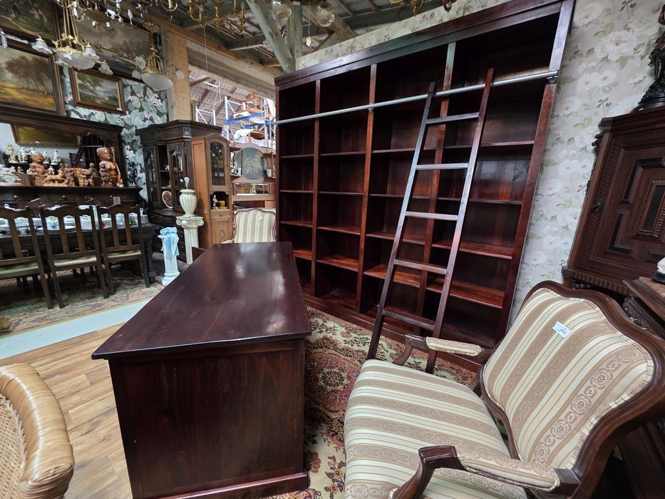 Biuro : biblioteka z drabiną I biurko #1737 Stylowy Węgrów