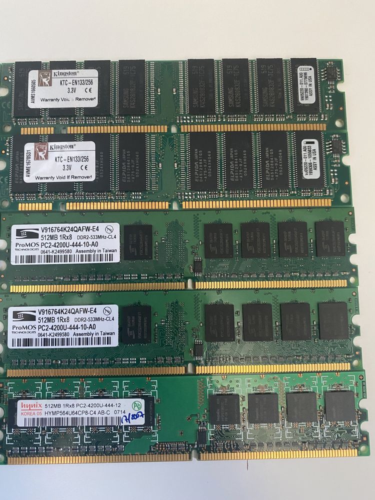 Lote Memórias RAM DDR1 DDR2 - 1GB, 512MB, 256MB)