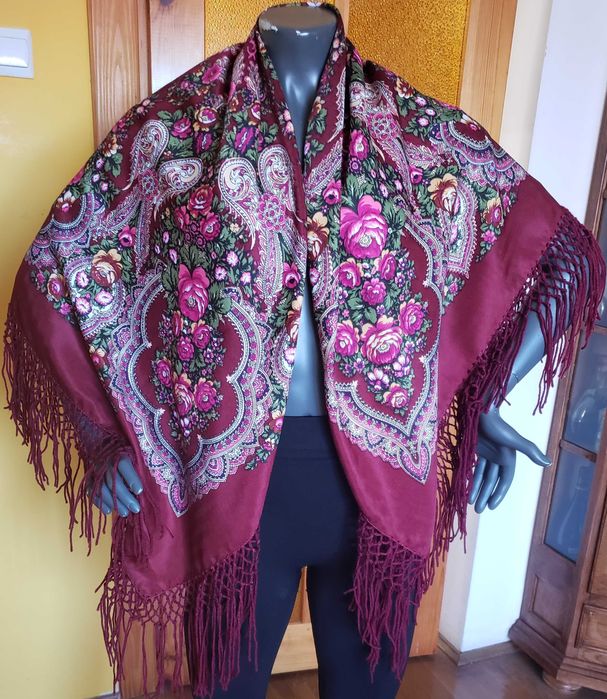 Chusta ludowa - bordowa