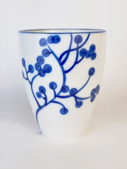 Kubek barowy ASA porcelana ręcznie malowany kobalt folk retro cottage