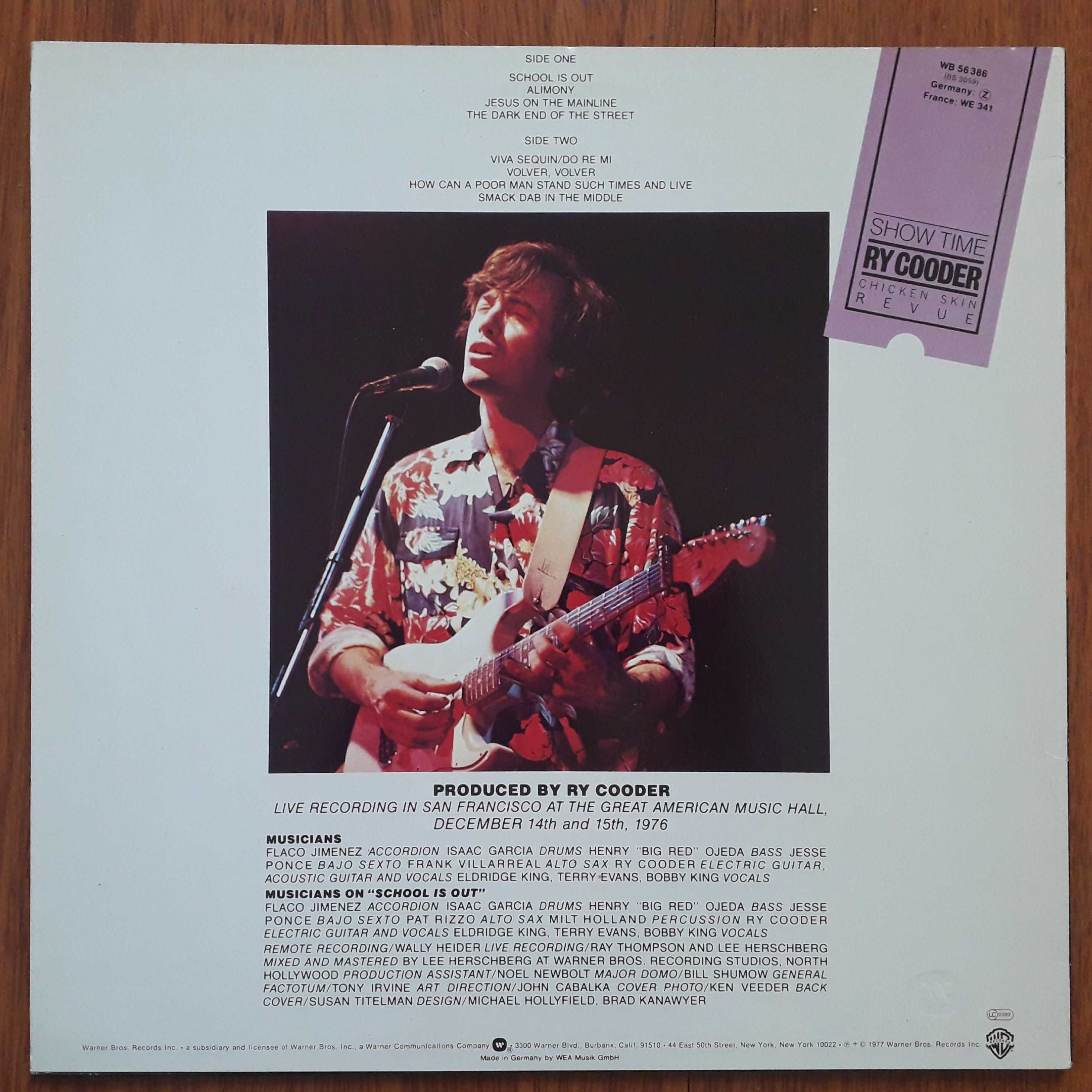 Ry Cooder disco de vinil "Show Time"