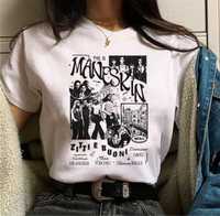 Zespół Maneskin koszula t-shirt rozm m/l biała koszulka czarna