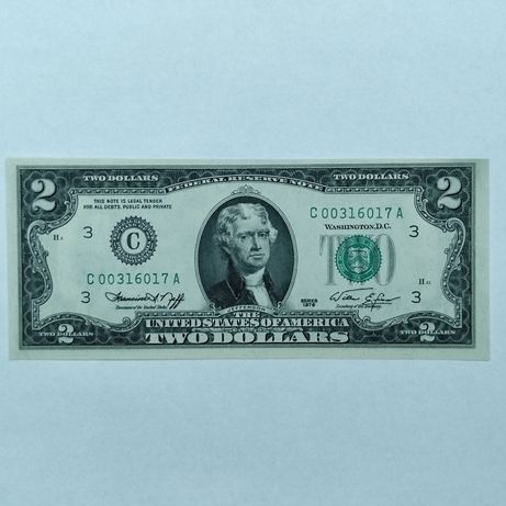 США 2 доллара 1976 С. Филадельфия. Банковское состояние.