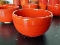 5 x miseczka czerwona pomarańczowa ognista ceramika vintage
