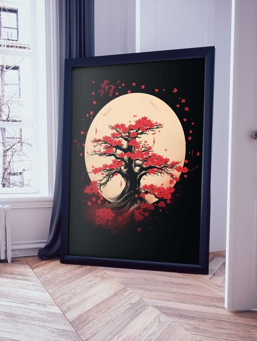 Plakat na Ścianę Obraz Drzewo Wiśni Japonia Sztuka 50x70 cm ElliveX