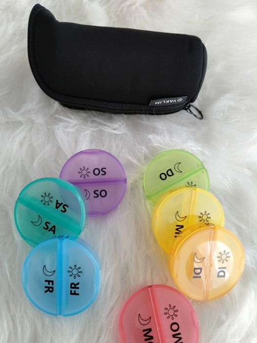 Tygodniowy organizer na leki, kasetka na tabletki+ etui