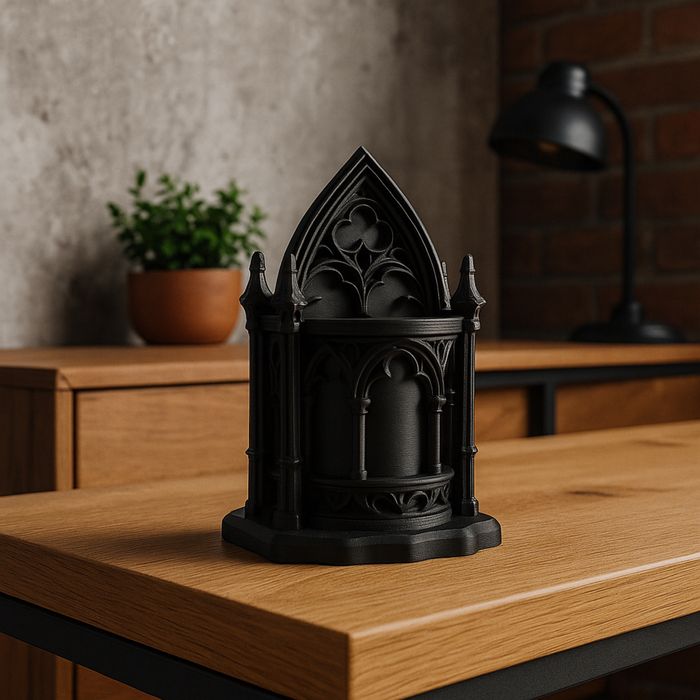 Gotycka rzeźba pojemnik na długopisy / biżuterię